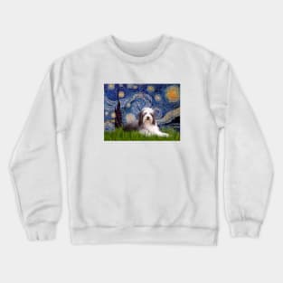 Bearded Collie in Adapted Starry Night Crewneck Sweatshirt